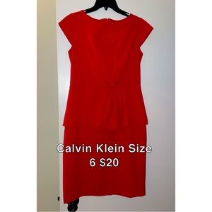 Barely worn Calvin Klein Red peplum dress size 6 TTS